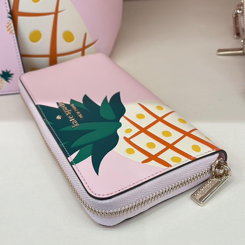 Kate Spade Pineapple Large Continental Wallet Pink Multi - Picture 4 of 16